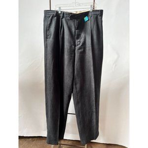 Virgola Uomo Vintage Pleated Front Slack  42 x 35 Black   Sueded Polyester